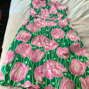 Pink and Green strapless Lily Pulitzer dress